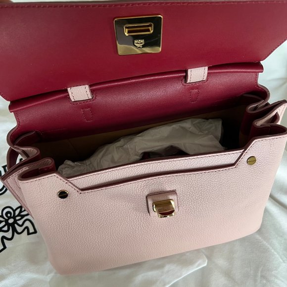 MCM Milla Leather Backpack Light Pink Leather Bag - Picture 7 of 14